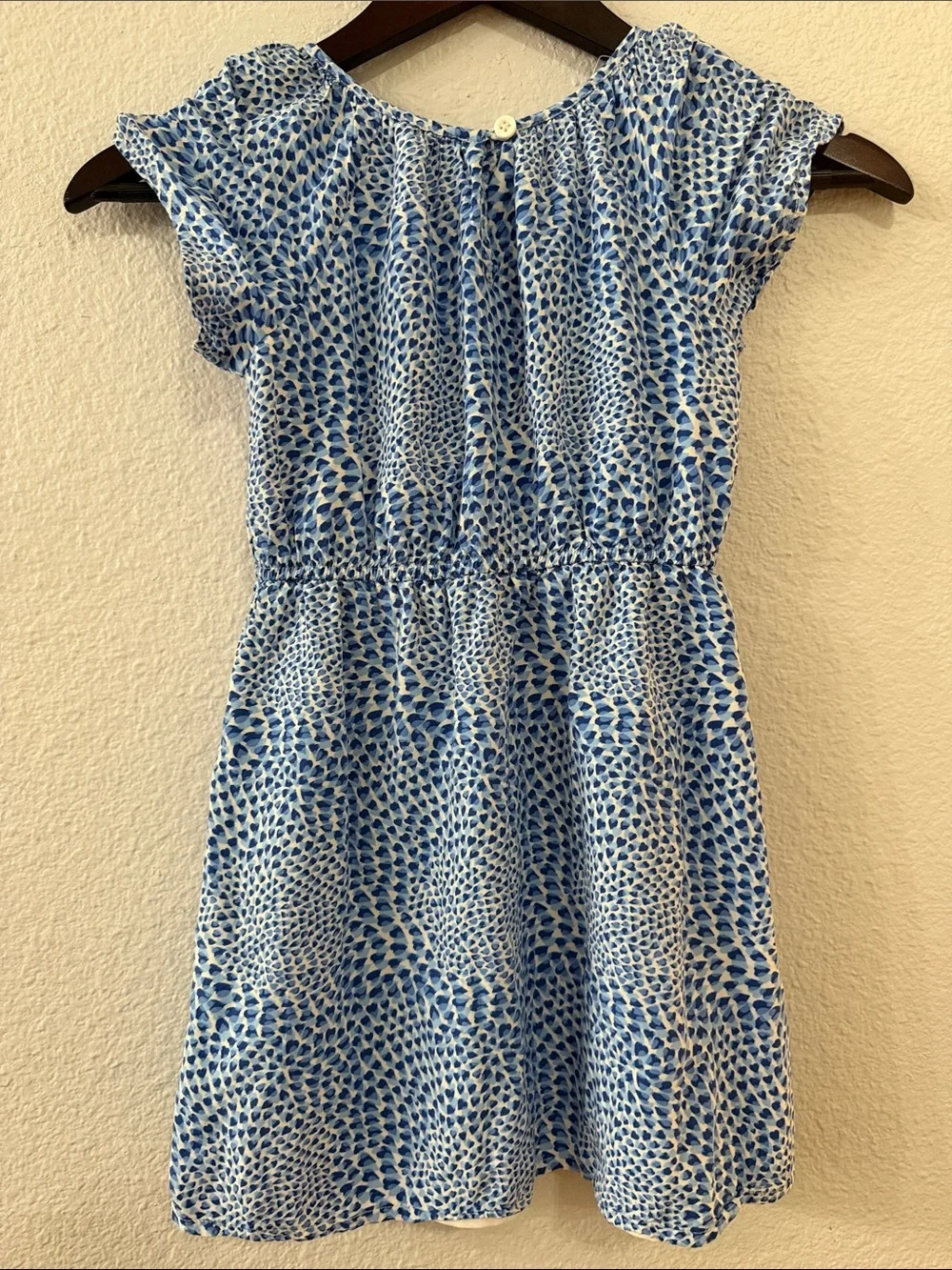 GAP Blue and White Short-Sleeve Printed Day Dress